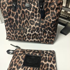 Coach two piece nylon leopard set